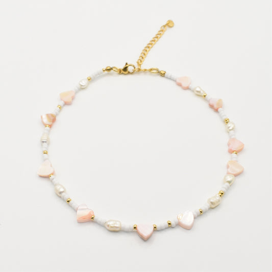 Necklace | Ocean Bamboo Orange with Glass Beads and Freshwater Pearls