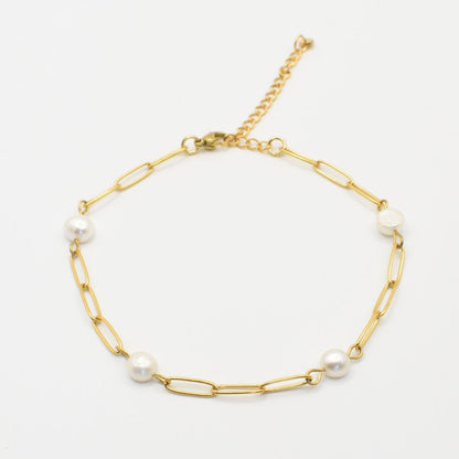 Fußkettchen | Pearl Link aus Edelstahl in Gold