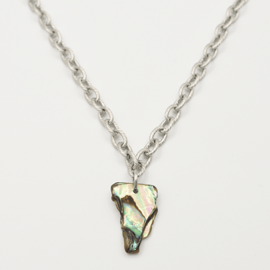 Halskette | Paua-Muschel Ruru 40 cm aus Edelstahl Silber