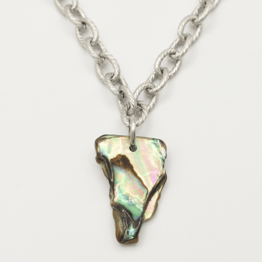 Halskette | Paua-Muschel Ruru 40 cm aus Edelstahl Silber