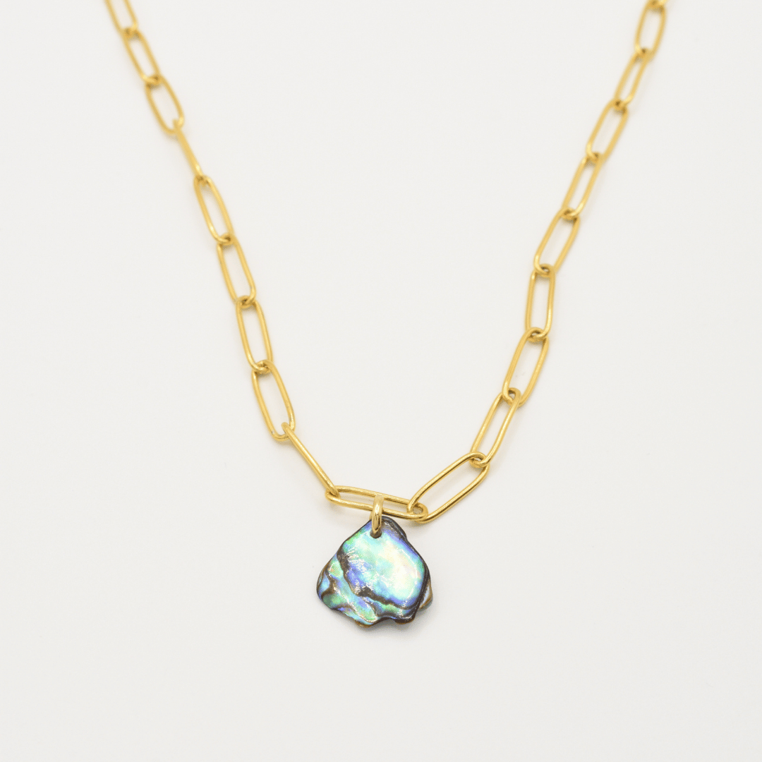 Halskette | Paua-Muschel Moana 40 cm aus Edelstahl in Gold