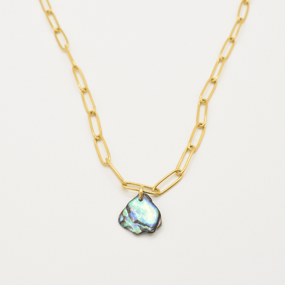 Halskette | Paua-Muschel Moana 40 cm aus Edelstahl in Gold