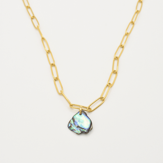 Halskette | Paua-Muschel Moana 40 cm aus Edelstahl in Gold