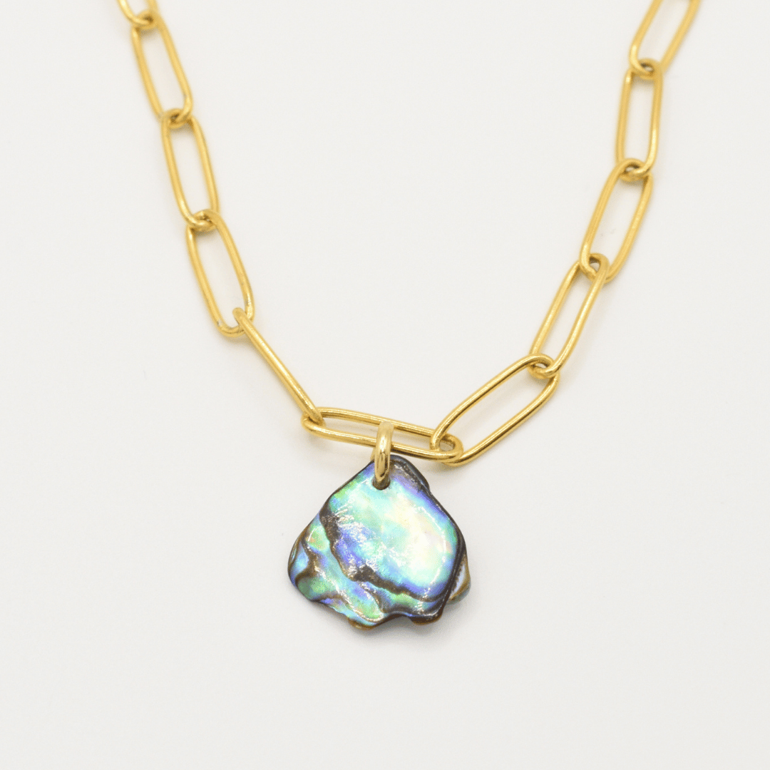 Halskette | Paua-Muschel Moana 40 cm aus Edelstahl in Gold