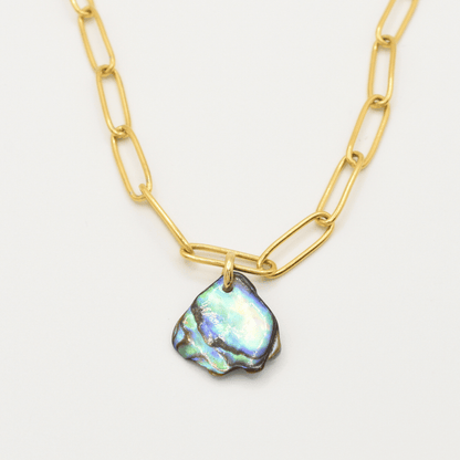 Halskette | Paua-Muschel Moana 40 cm aus Edelstahl in Gold