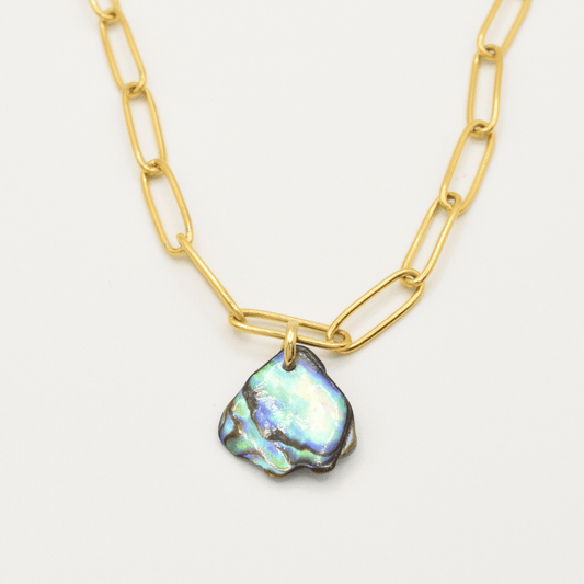 Halskette | Paua-Muschel Moana 40 cm aus Edelstahl in Gold