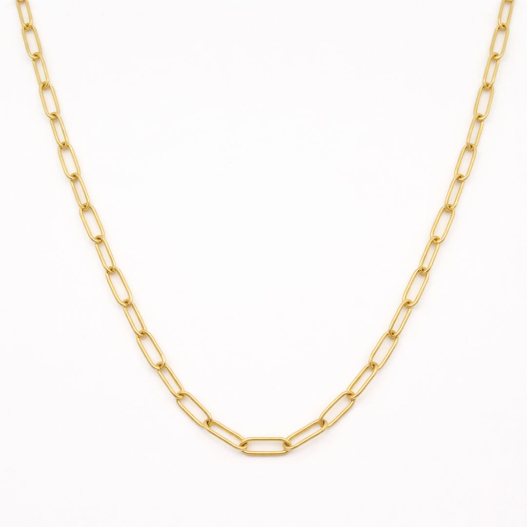 The Create Your Own Silver Necklace by Salty Dreamers is a handmade piece with elongated oval links, shown on a plain white background.