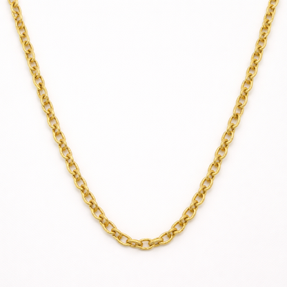 A close-up of the Salty Dreamers "Create Your Own Silver" necklace, a simple handmade chain with oval links, displayed against a plain white background.