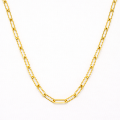 The Salty Dreamers Necklace | Create Your Own Silver is a handmade piece with elongated rectangular links, exuding modern elegance and shown on a plain white background.