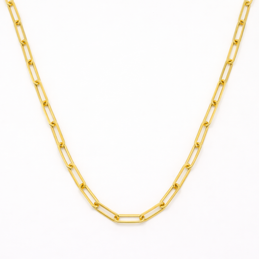 The Salty Dreamers Necklace | Create Your Own Silver is a handmade piece with elongated rectangular links, exuding modern elegance and shown on a plain white background.