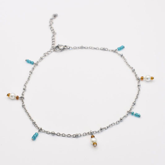 Anklet | Beach & Sea in Silver Stainless Steel
