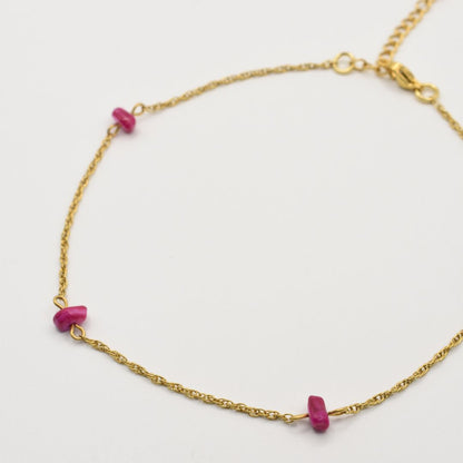 Fußkettchen | Muschel Rubin aus Edelstahl in Gold