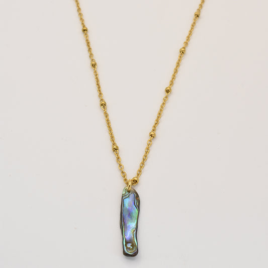 Halskette | Paua-Muschel Kiri 40 cm aus Edelstahl in Gold