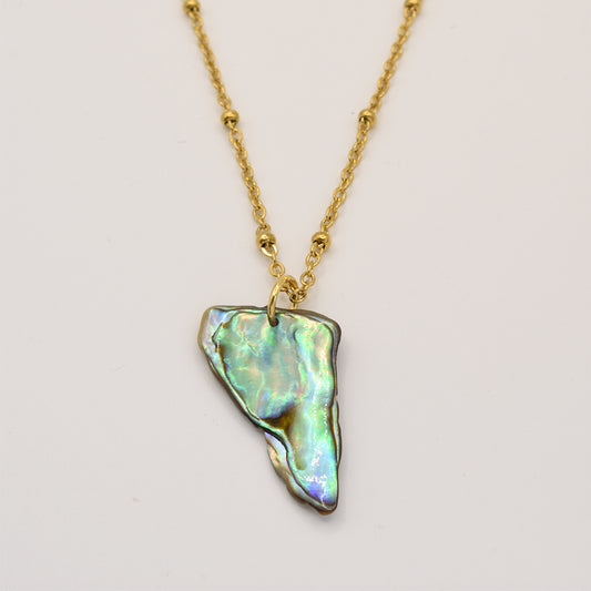 Halskette | Paua-Muschel Hine 40 cm aus Edelstahl in Gold