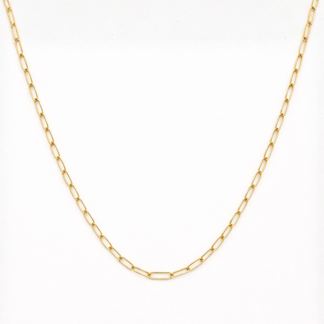 The "Create Your Own Silver" necklace by Salty Dreamers features a delicate handmade chain with elongated oval links, shown against a plain white background.